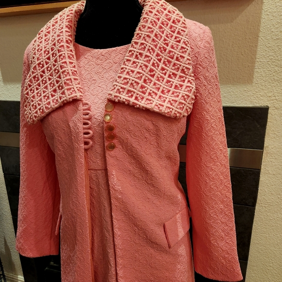 🖤 VINTAGE 60s Mod Jackie MCM Dress Coat Set Matching Lucite Buttons RARE - Picture 5 of 7